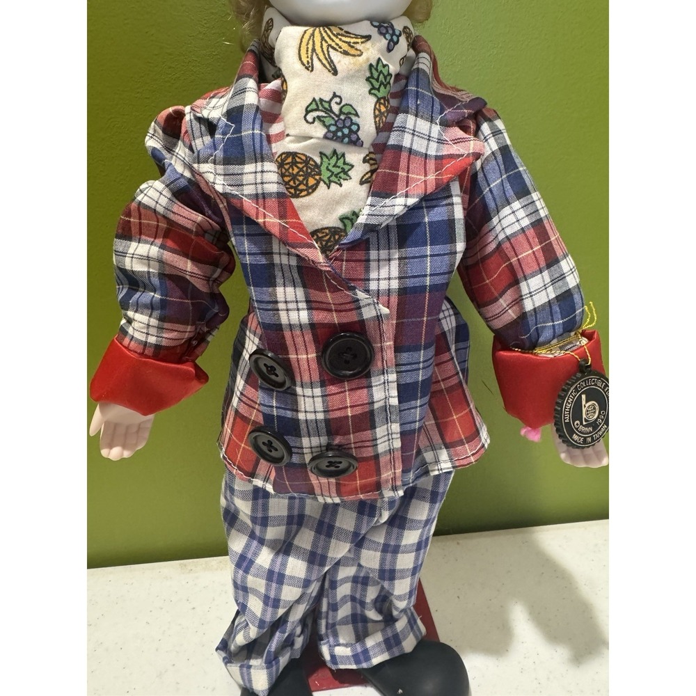 Brinn's Lenny The Clown Porcelain Doll Vtg With Stand Authentic Collectible Ed - Picture 6 of 14